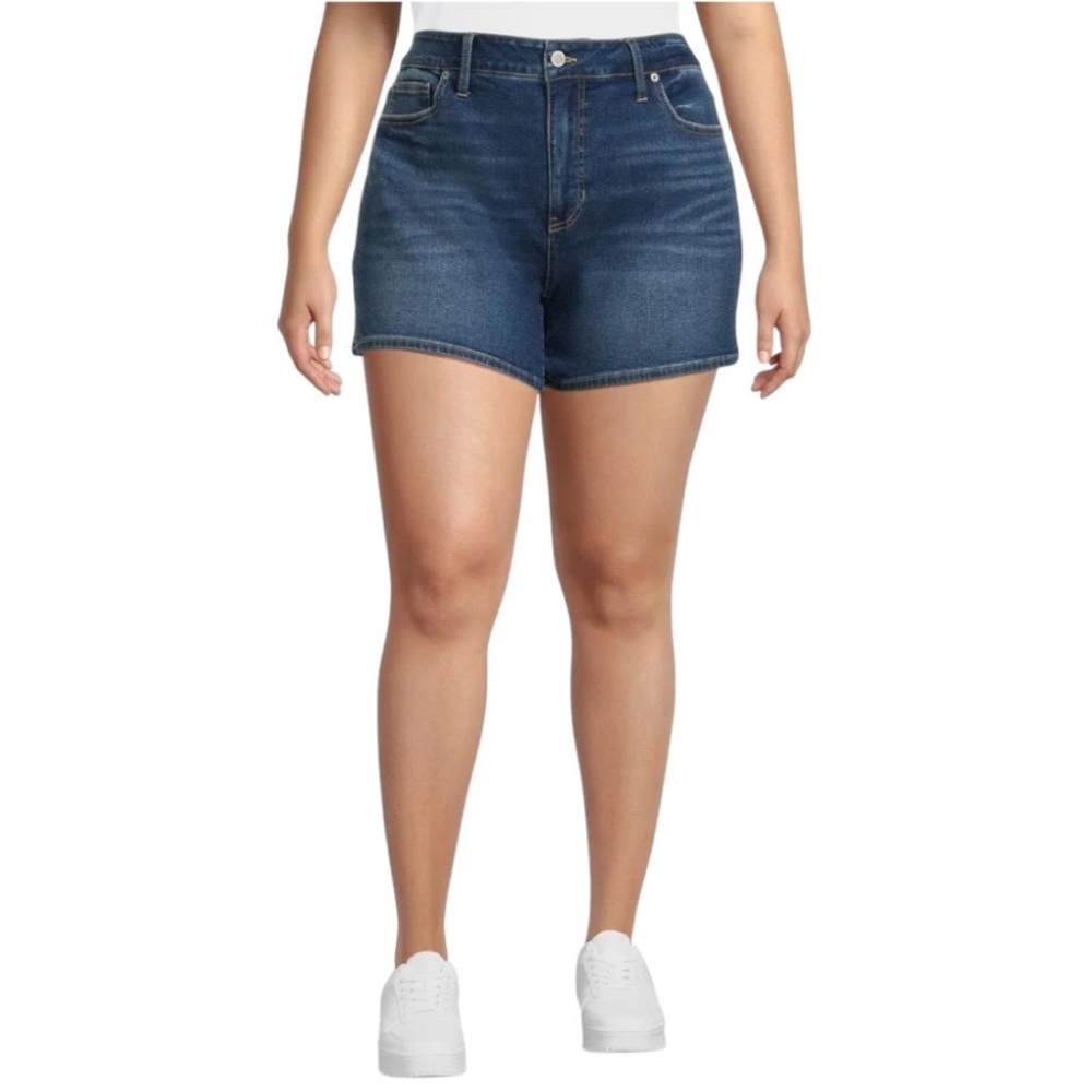 🆕 Terra & Sky Women's Plus Size A-Line High Rise Denim Jean Shorts Size: 24W